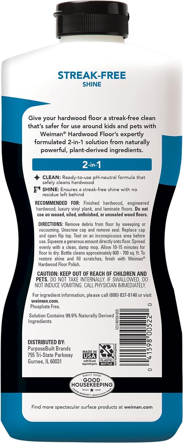 Weiman Hardwood Floor Cleaner Gallon and Refillable Squeeze Bottle - Finished Wood Surfaces - Image 9
