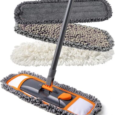 CLEANHOME Mops for Floor Cleaning for Hardwood, Marble, Tile Floor Mopping | 3 Different Washable Pads, Extendable 55" Long Handle, Multifunction Dust Mop