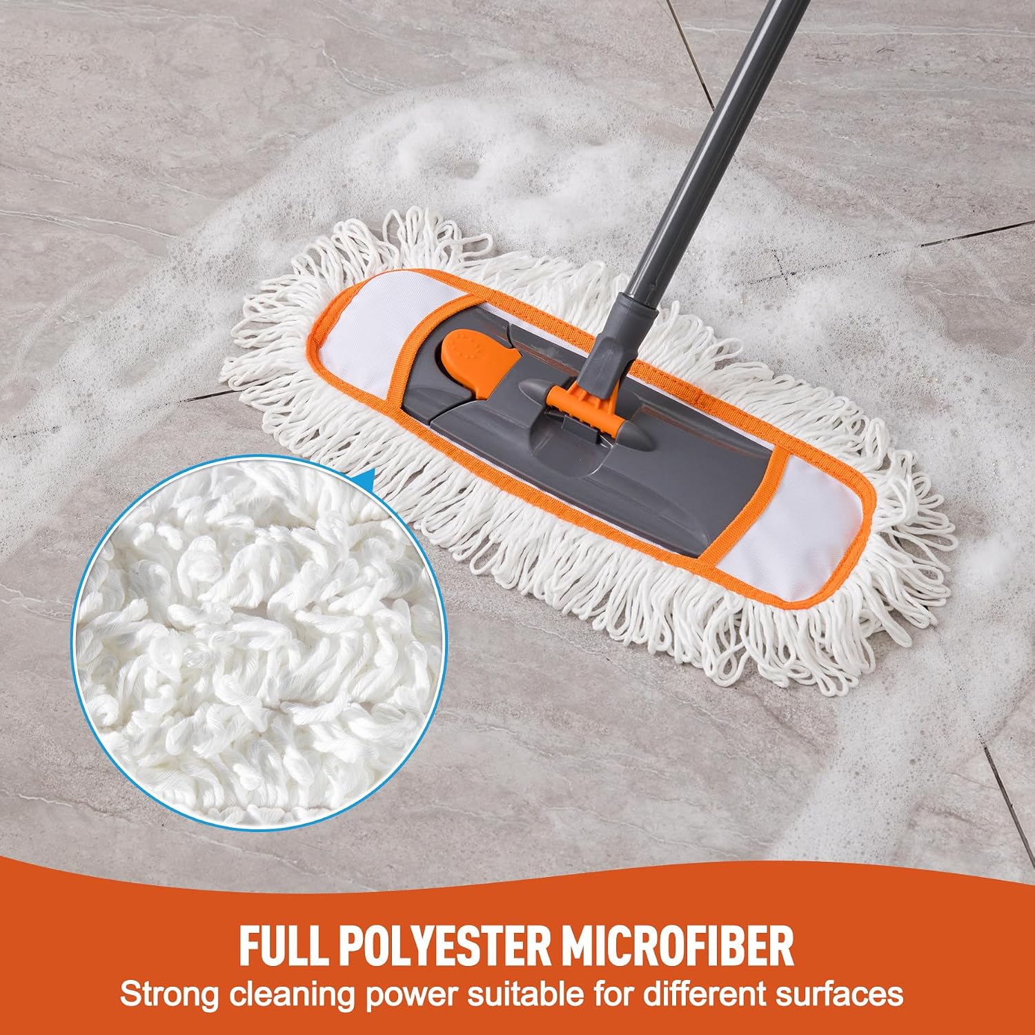 CLEANHOME Mops for Floor Cleaning for Hardwood, Marble, Tile Floor Mopping | 3 Different Washable Pads, Extendable 55" Long Handle, Multifunction Dust Mop - Image 7