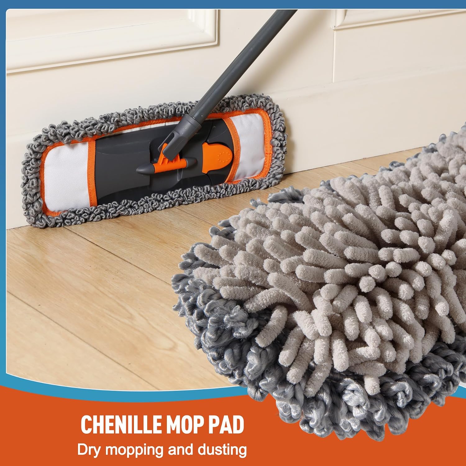 CLEANHOME Mops for Floor Cleaning for Hardwood, Marble, Tile Floor Mopping | 3 Different Washable Pads, Extendable 55" Long Handle, Multifunction Dust Mop - Image 8