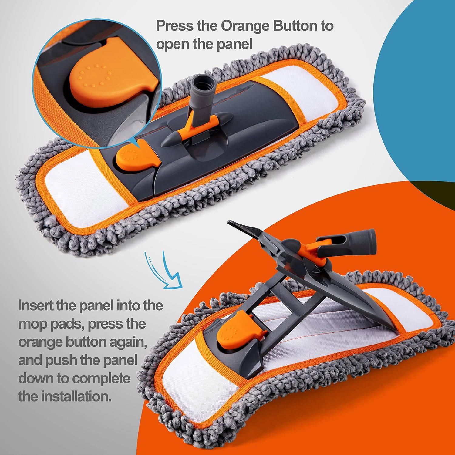 CLEANHOME Mops for Floor Cleaning for Hardwood, Marble, Tile Floor Mopping | 3 Different Washable Pads, Extendable 55" Long Handle, Multifunction Dust Mop - Image 9