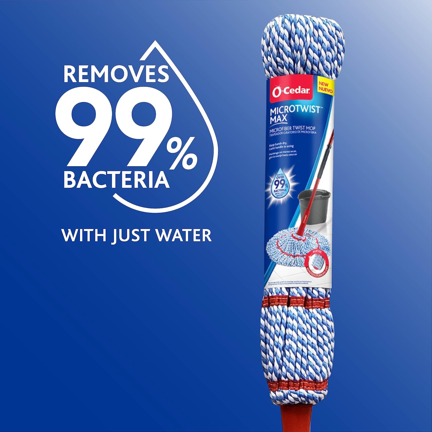 O-Cedar MicroTwist MAX Microfiber Twist Mop with 1 Extra Refill | Features Hands-Free Wringing | Extra Large 18-Inch Mop Head | Safe on All Floor Types,Red - Image 2