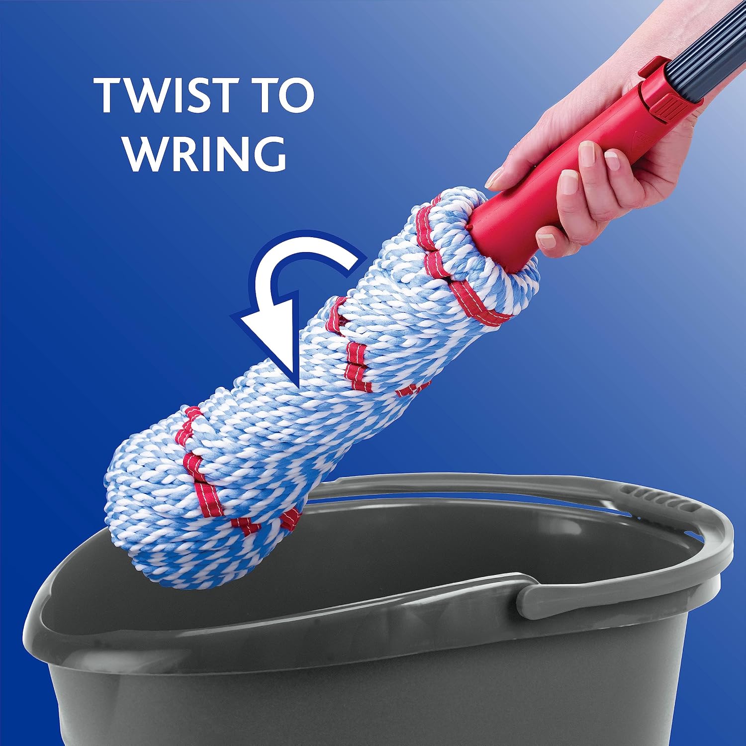 O-Cedar MicroTwist MAX Microfiber Twist Mop with 1 Extra Refill | Features Hands-Free Wringing | Extra Large 18-Inch Mop Head | Safe on All Floor Types,Red - Image 3