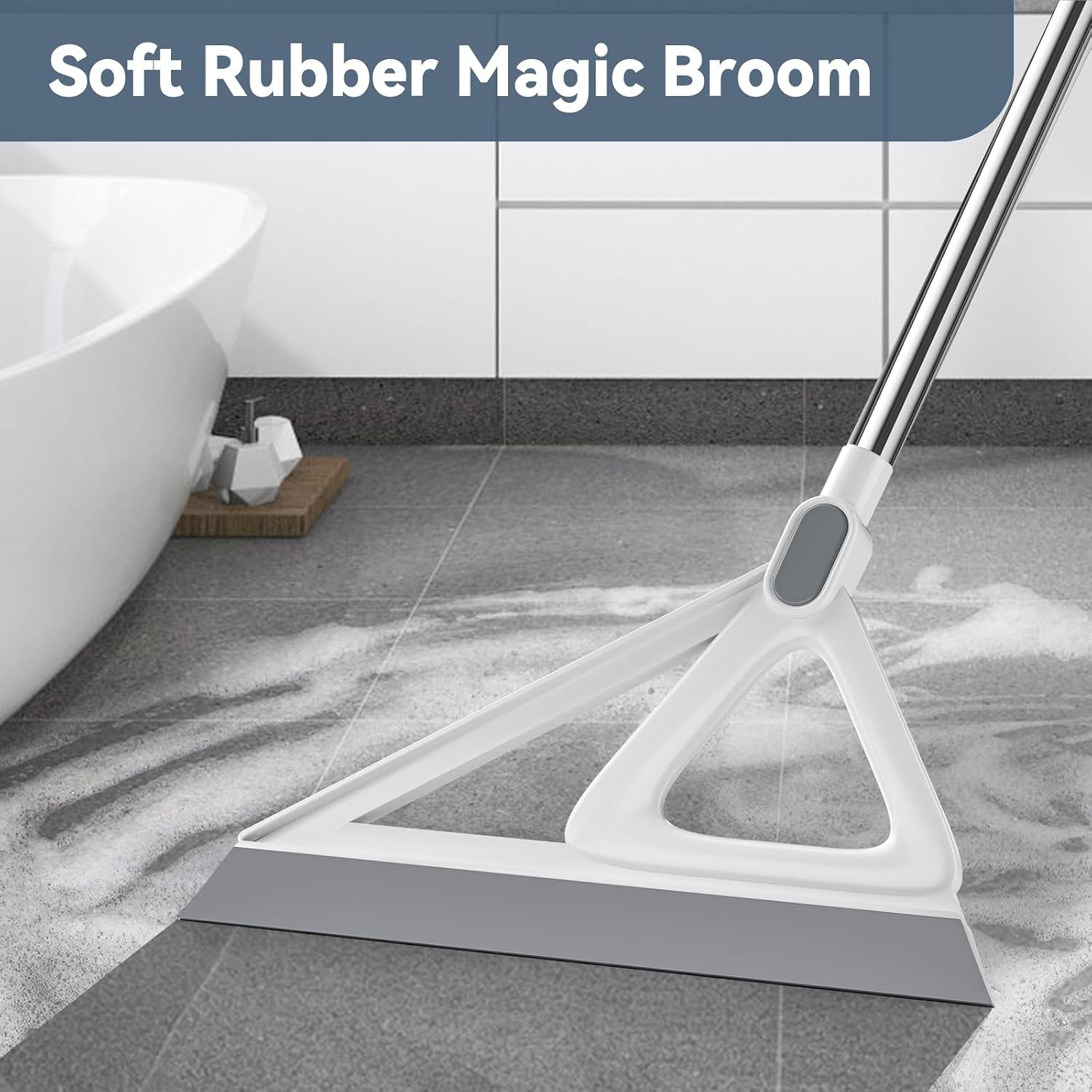 Multifunction Magic Broom, Squeegee Broom for Floor, Rubber Silicone Broom for Floor Cleaning, Magic Broom Sweeper for Living Room, Kitchen, Bathroom-Easy Dry The Glass (Grey, 54 INCH) - Image 2