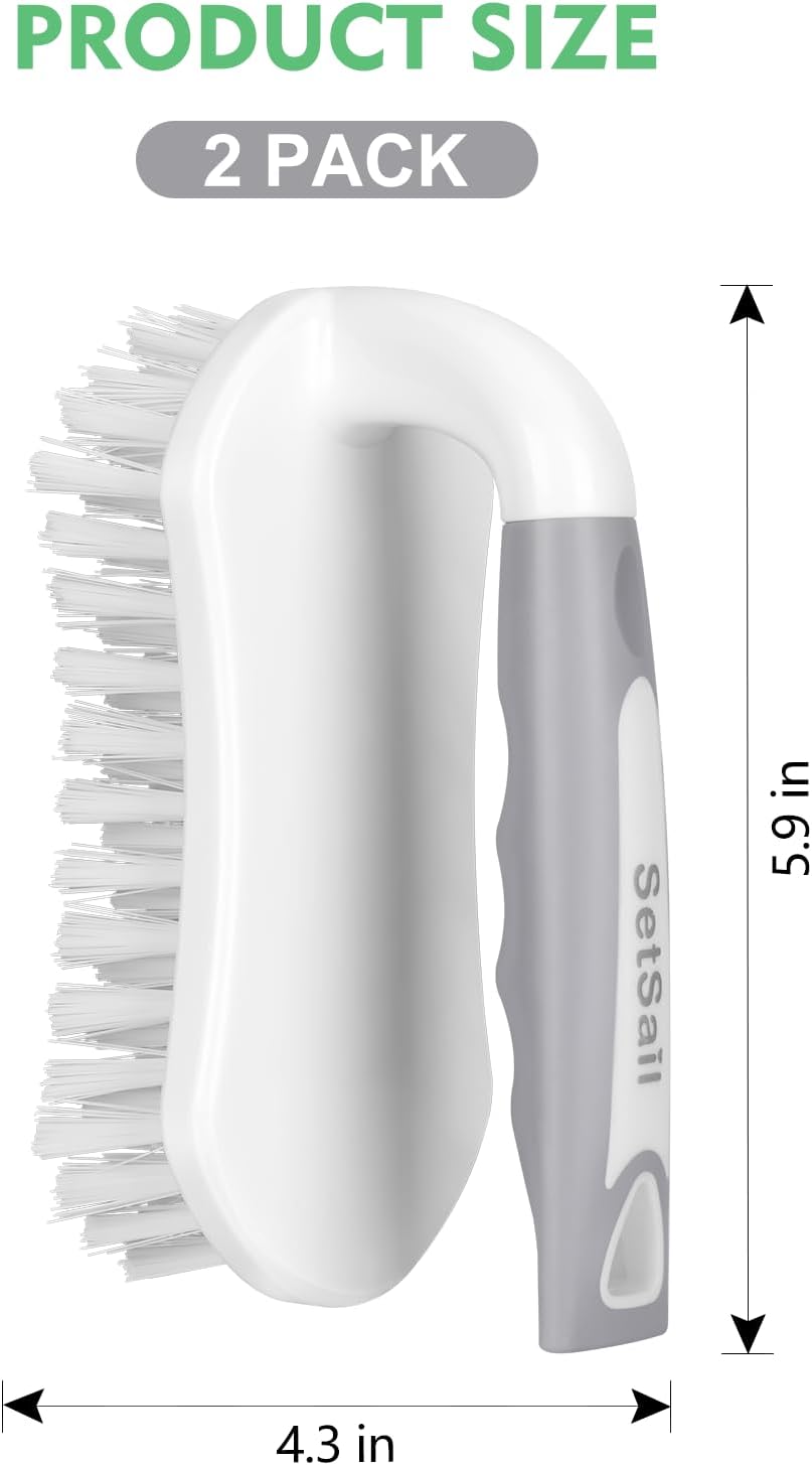 SetSail Scrub Brush, Heavy-Duty Scrub Brushes for Cleaning with Stiff Bristles Cleaning Brush for Shower, Bathroom, Carpet, Kitchen and Bathtub Scrubber - 2 Pack - Image 2