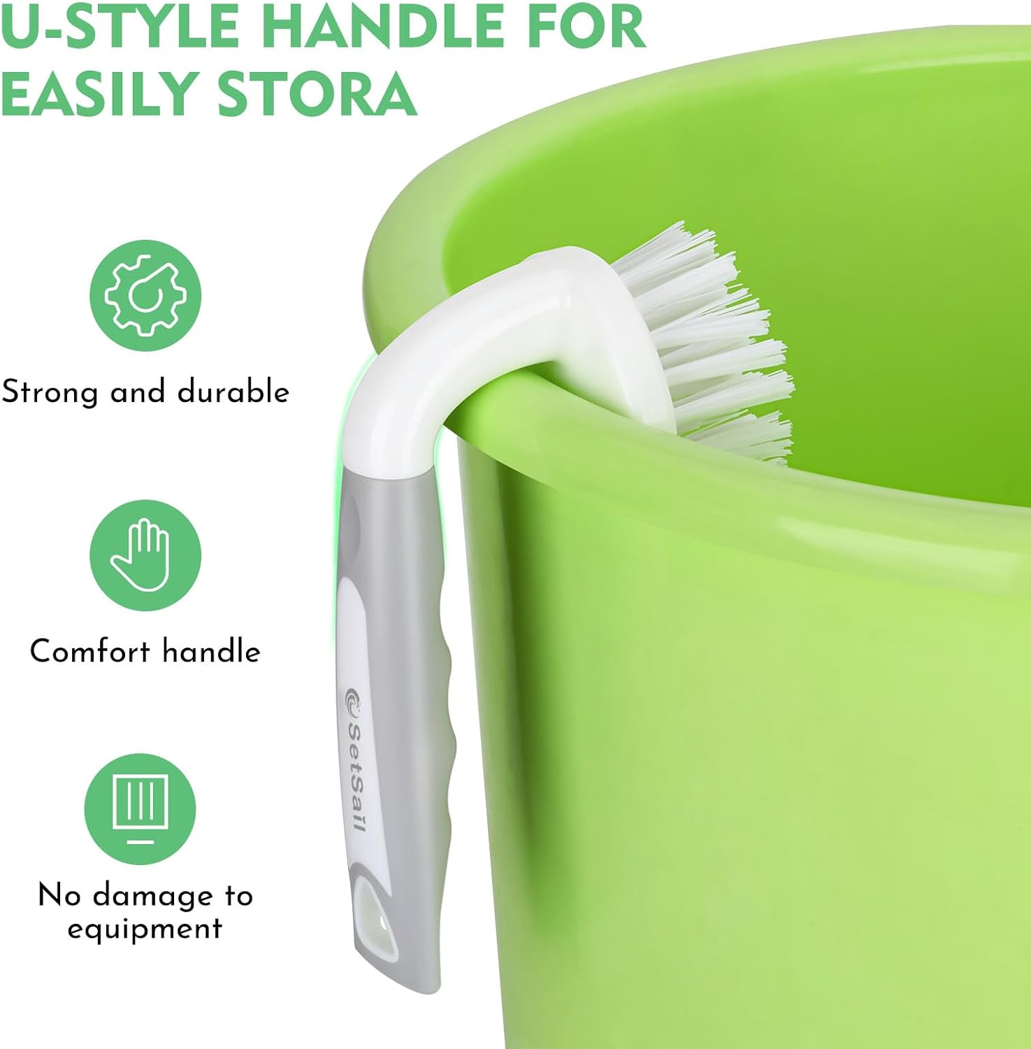 SetSail Scrub Brush, Heavy-Duty Scrub Brushes for Cleaning with Stiff Bristles Cleaning Brush for Shower, Bathroom, Carpet, Kitchen and Bathtub Scrubber - 2 Pack - Image 4
